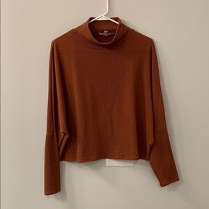 Ribbed mock neck cropped sweater